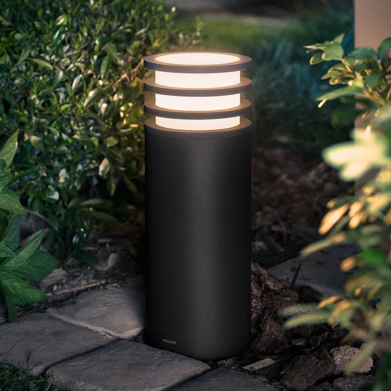 LED sokkellamp Lucca, zwart, RGBW smart, IP44 by Philips Hue in Anthracite, White – product photo
