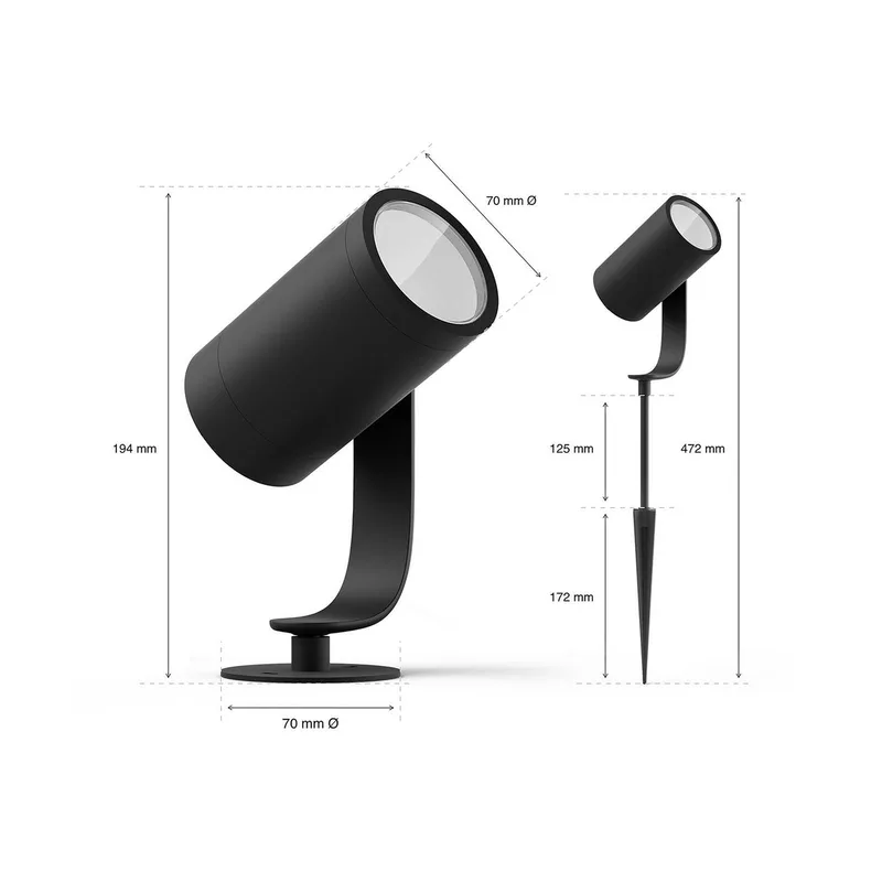 LED spot Lily, set van 3, bridge, RGB, CCT, IP65 by Philips Hue in Black – product photo 5 of 5