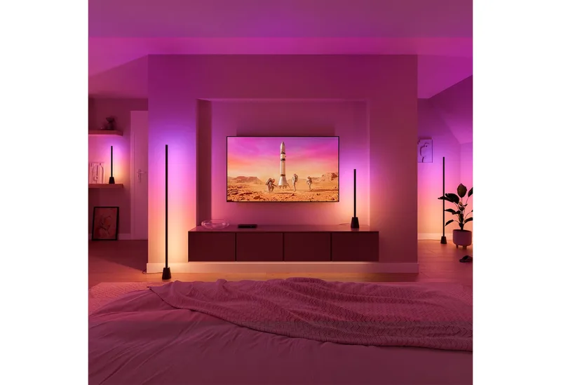 LED Stehlampe Play Stehleuchte, 135 cm, RGBW, Weiß & Farbverläufe, smartes Licht, Abschaltautomatik, Bluetooth, CCT - über Fernbedienung, Dimmer, Dimmfunktion, Farbsteuerung, Farbwechsel, Leuchtdauer einstellbar, Memoryfunktion, Nachtlichtfunktion, RGB, Smart Home, Timerfunktion, Weckerf by Philips Hue in Black – product photo 2 of 5