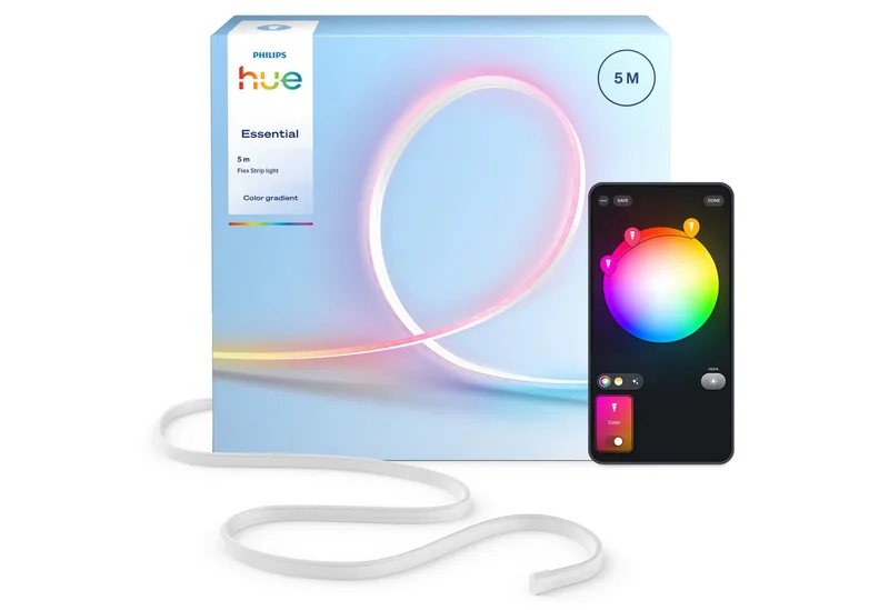 LED-Streifen Essential Flex Gradient LED-Streifen RGBIC farbfähig, lebendige Farben, flexible Innenbeleuchtung, komp. mit gängigen Smart-Home-Assistenten från Philips Hue i Vit – produktbild 1 av 5