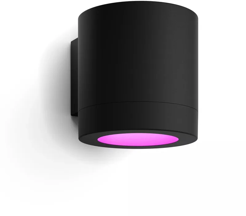 Muscari muurspot - tuinlamp - aanpasbaar wit en gekleurd licht -- rechthoek - IP44: weer- en windbestendig - slimme verlichting van Philips Hue in Zwart – productfoto