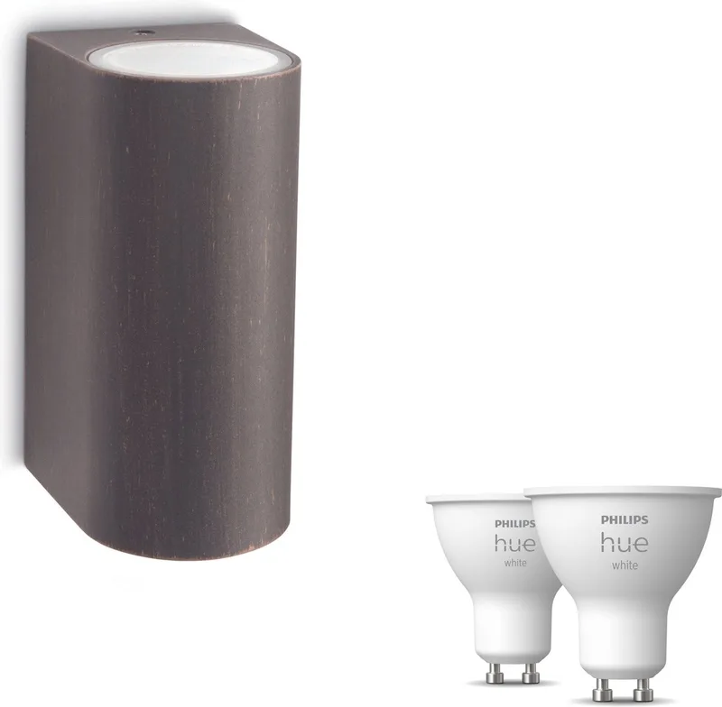 Nightingale Wandlamp voor Buiten Up & Down - Buitenlamp - GU10 - Warmwit Licht - Hue White by Philips Hue in Roestbruin – product photo