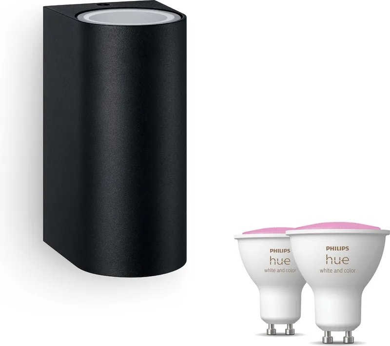 Nightingale Wandlamp voor Buiten Up & Down - Buitenlamp - GU10 - Wit en Gekleurd Licht - Hue White and Color Ambiance by Philips Hue in Black – product photo