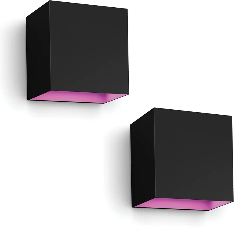 Resonate Wandlamp voor Buiten Down - 2 stuks - Wit en Gekleurd Licht - Hue White and Color Ambiance fra Philips Hue i Sort – produktbillede