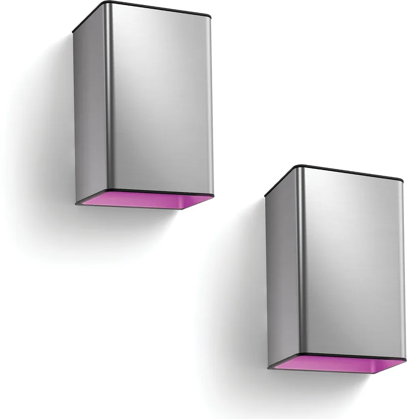 Resonate Wandlamp voor Buiten Up & Down (Roestvrij Staal) - 2 stuks - Wit en Gekleurd Licht - Hue White and Color Ambiance fra Philips Hue i Lysegrå – produktbillede