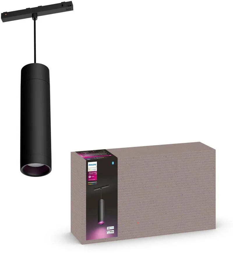 Schienensystem-Leuchten Perifo Schienensystem Erweiterungs-Pendel, Dimmfunktion, LED fest integriert, Farbwechsler, 510 lm, 2000-6500 K, Leuchtdauer 25.000 Stunden, Made in Europe de Philips Hue en Noir – photo du produit 1 sur 5