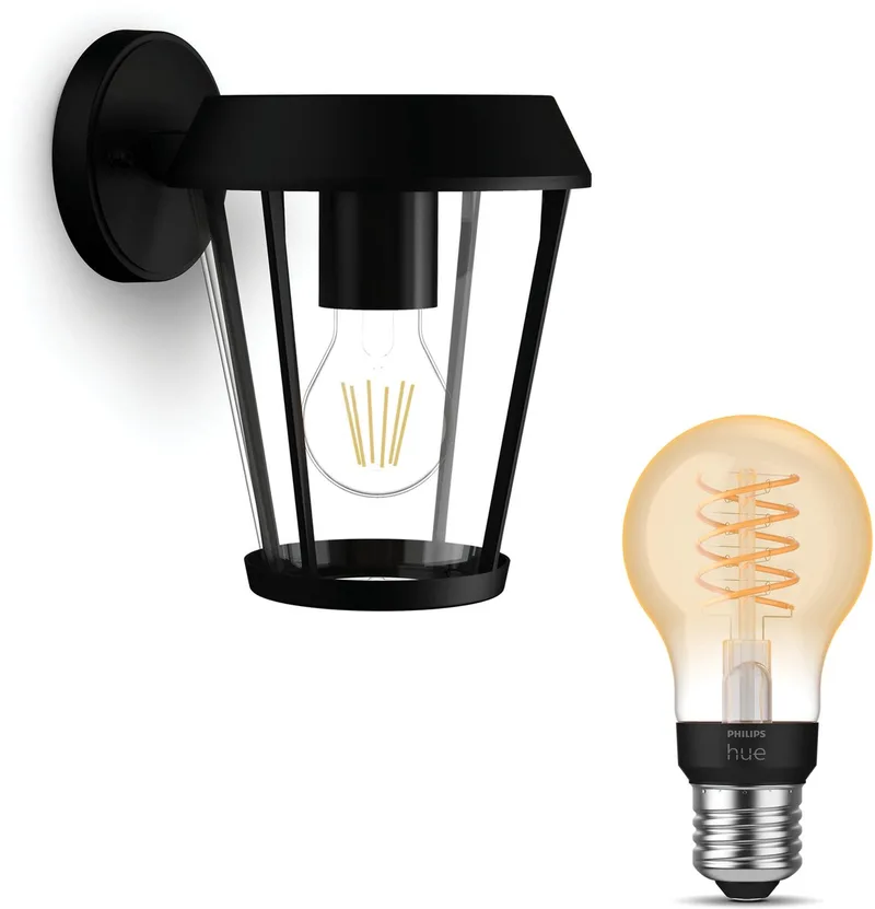 Sunera Wandlamp voor Buiten Down - Buitenlamp - E27 - Warmwit Licht - Hue White Filament van Philips Hue in Zwart – productfoto