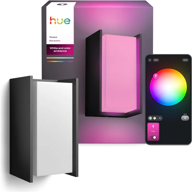 Turaco wandlamp - Tuinverlichting - grijs - IP44 - Wit en gekleurd licht - 1100 lumen - Bediening via onze app of met je stem - Compatibel met Matter by Philips Hue in Anthracite – product photo