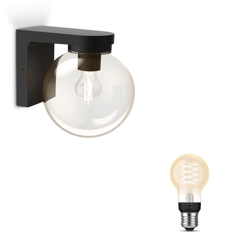 Ulio Wandlamp voor Buiten Down - Buitenlamp - E27 - Warmwit Licht - Hue White Filament by Philips Hue in Black – product photo