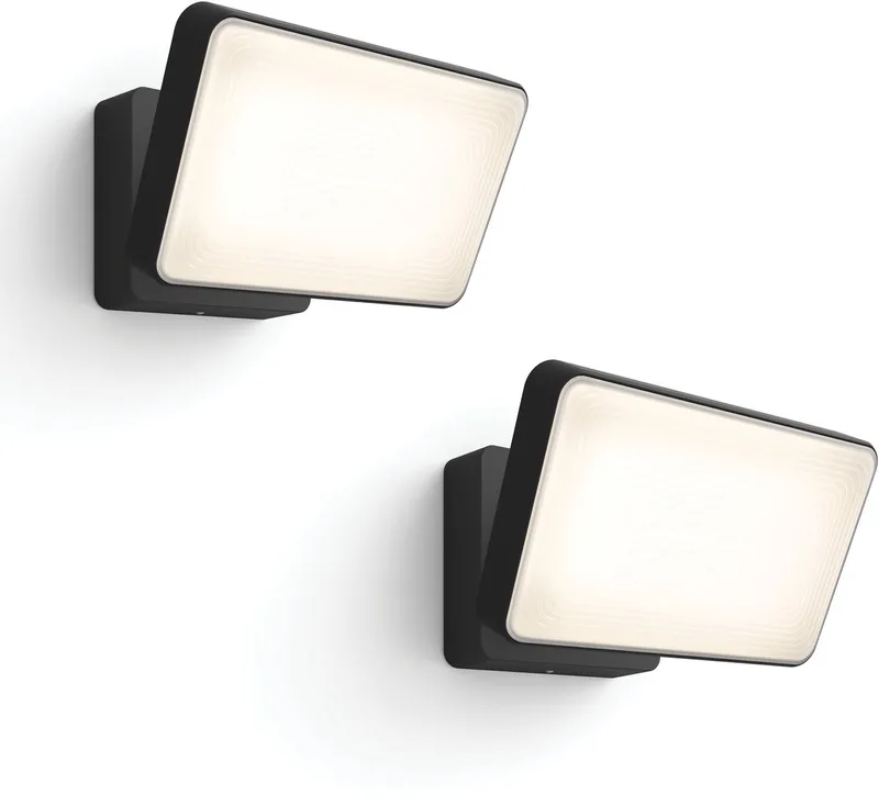 Welcome Set van 2 Verstralers (Zwart) - Buitenlamp - Warmwit Licht - Hue White van Philips Hue in Wit – productfoto