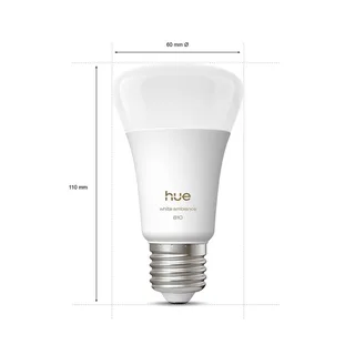 White Ambiance Smart E27 LED, 6 W, 810 lm, CCT, set van 2 från Philips Hue – produktbild 3 av 5