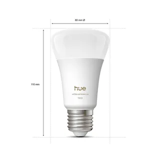 White Ambiance Smart E27 LED 8,1 W 1100 lm CCT, set van 2 by Philips Hue – product photo 3 of 5