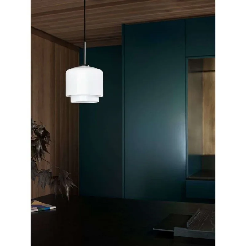 Megumi hanglamp Ø 18 cm, wit/zwart, opaalglas PLEASE WAIT to be SEATED - Eetkamer - Metaal de PLEASE WAIT to be SEATED – photo du produit