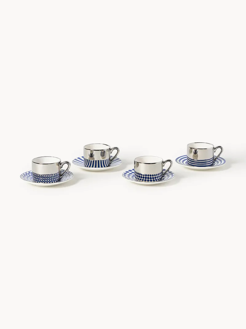 Handgemaakte espressokopjes Aunty met schoteltjes, 4-delig by Pols Potten – product photo
