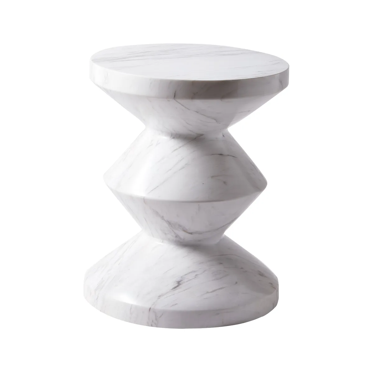 Tabouret en marbre blanc Zig zag de Pols Potten – photo du produit
