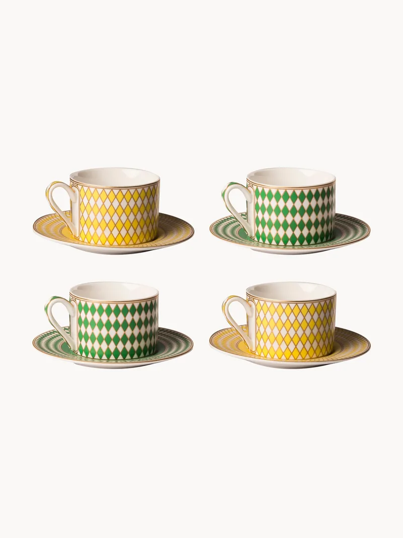 Koffiekopjes Chess met schoteltjes, 4-delig by Pols Potten – product photo
