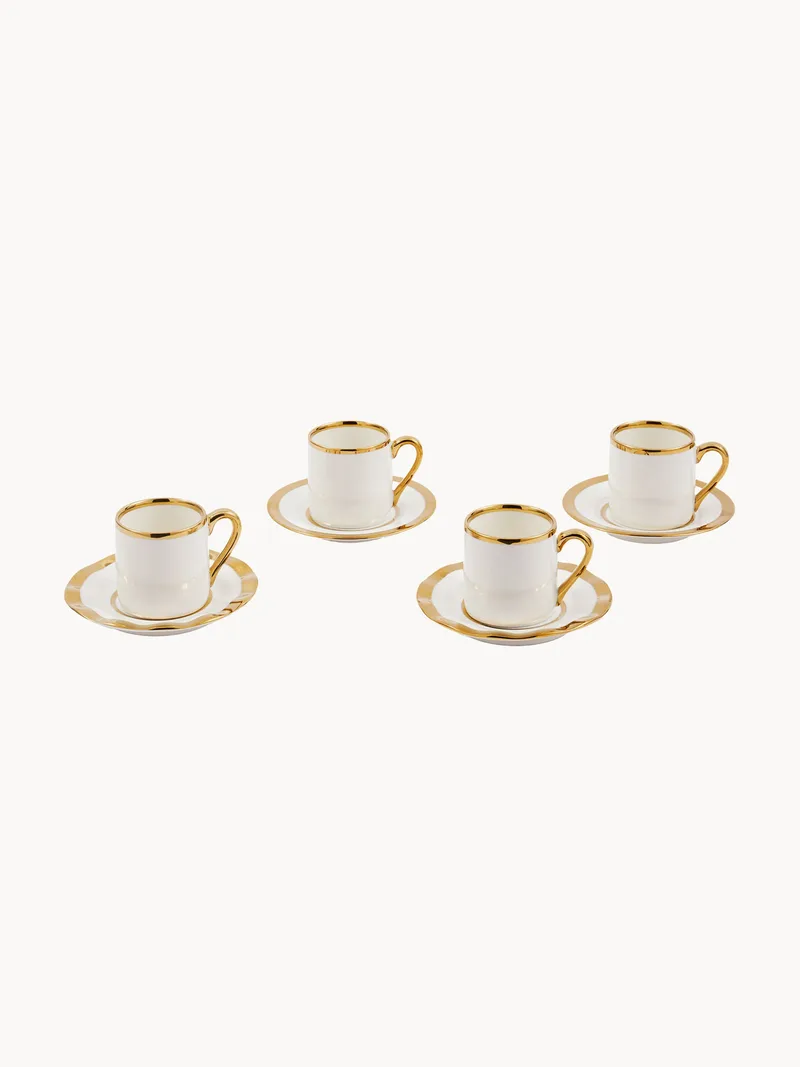 Porseleinen espressokopjes met schoteltjes Golden, 8-delig by Pols Potten – product photo