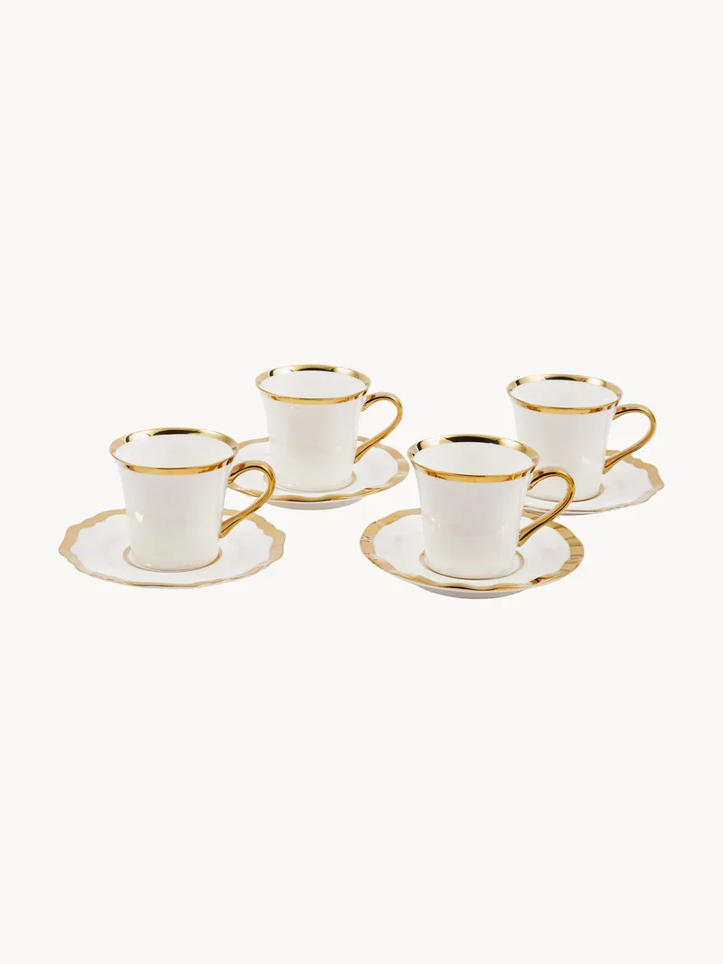 Porseleinen koffiekopjes met schoteltjes Golden, 8-delig by Pols Potten – product photo