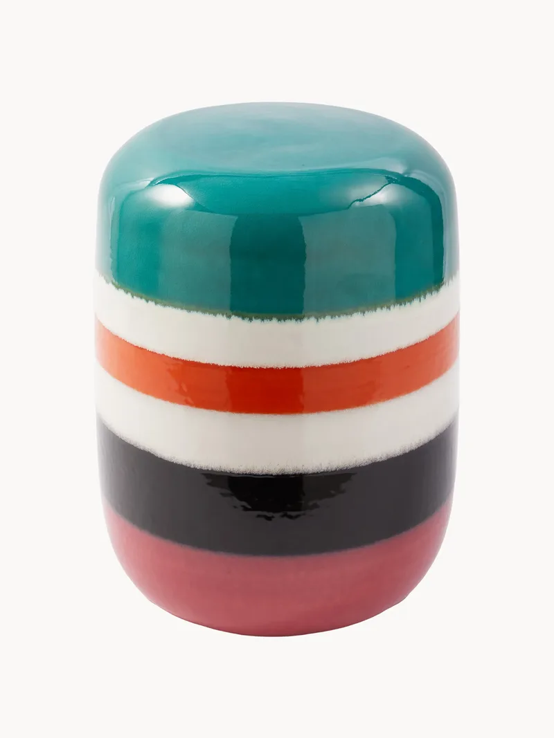 Ronde handgemaakte bijzettafel Striped Pill van Pols Potten – productfoto