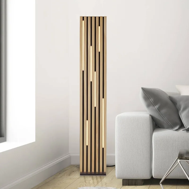 Paul Neuhaus LED vloerlamp Q-Acoustic hout hoogte 162 cm by Q-Smart-Home in Licht hout, Black – product photo