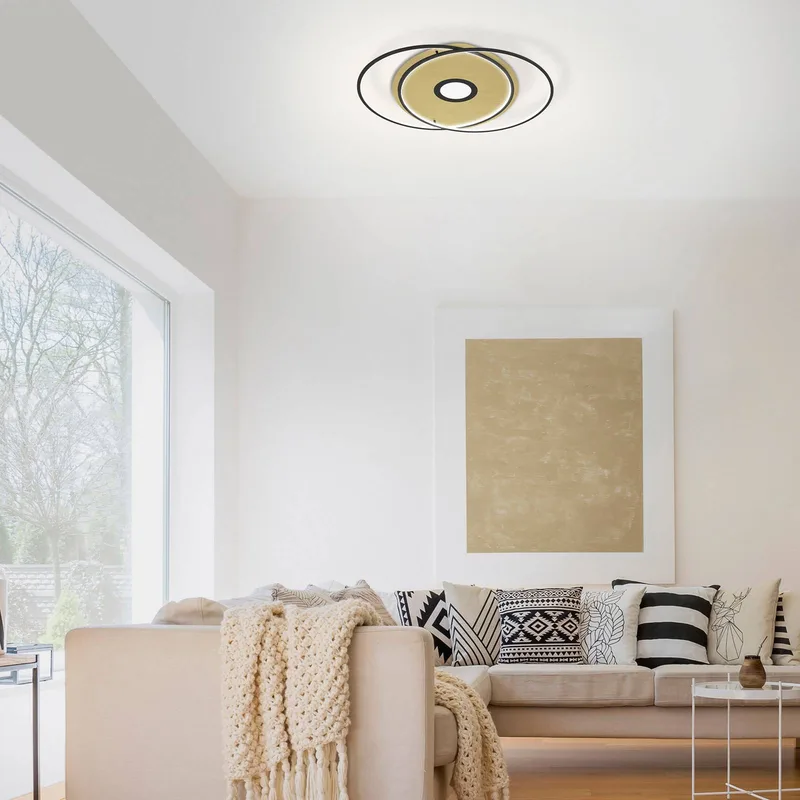 Paul Neuhaus Q-AMIRA LED plafondlamp ovaal, zwart van Q-Smart-Home in Zwart, Goud – productfoto 2 van 5