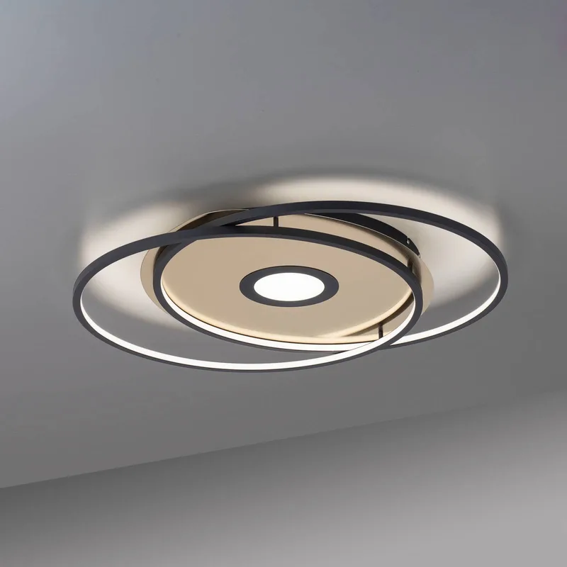 Paul Neuhaus Q-AMIRA LED plafondlamp ovaal, zwart van Q-Smart-Home in Zwart, Goud – productfoto 4 van 5