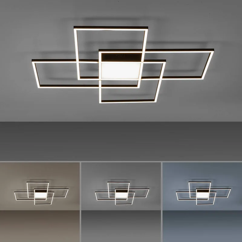 Paul Neuhaus Q-ASMIN LED plafondlamp, 80 x 80 cm van Q-Smart-Home in Zwart, Wit – productfoto 4 van 5