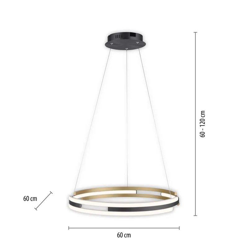 Paul Neuhaus Q-Beluga LED hanglamp, messing by Q-Smart-Home in Messing mat, Anthracite – product photo 2 of 4