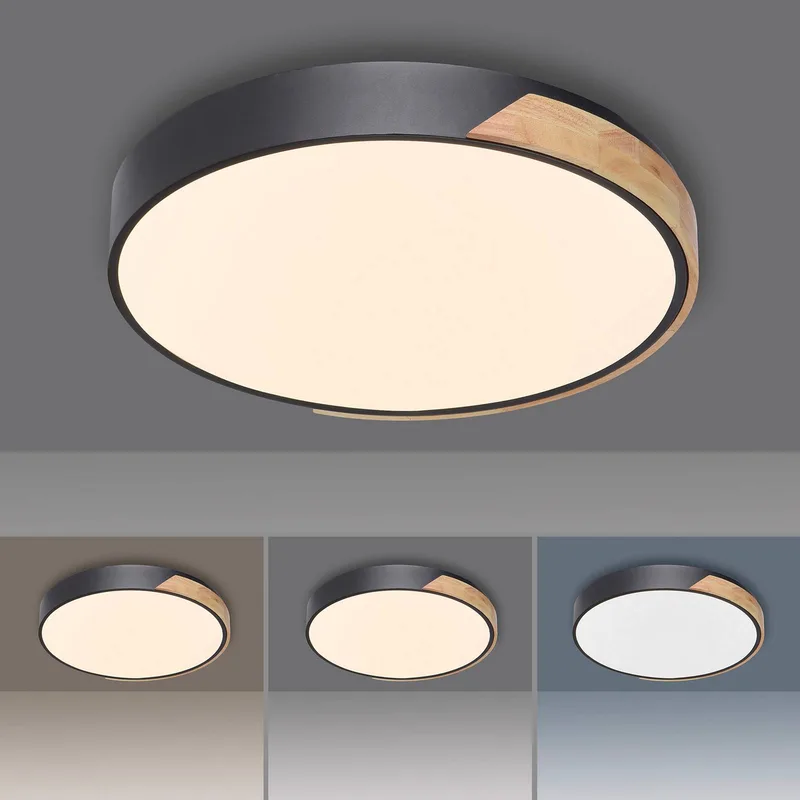 Paul Neuhaus Q-BILA LED plafondlamp, zwart/eiken by Q-Smart-Home in Black, Eiken, White – product photo 4 of 5