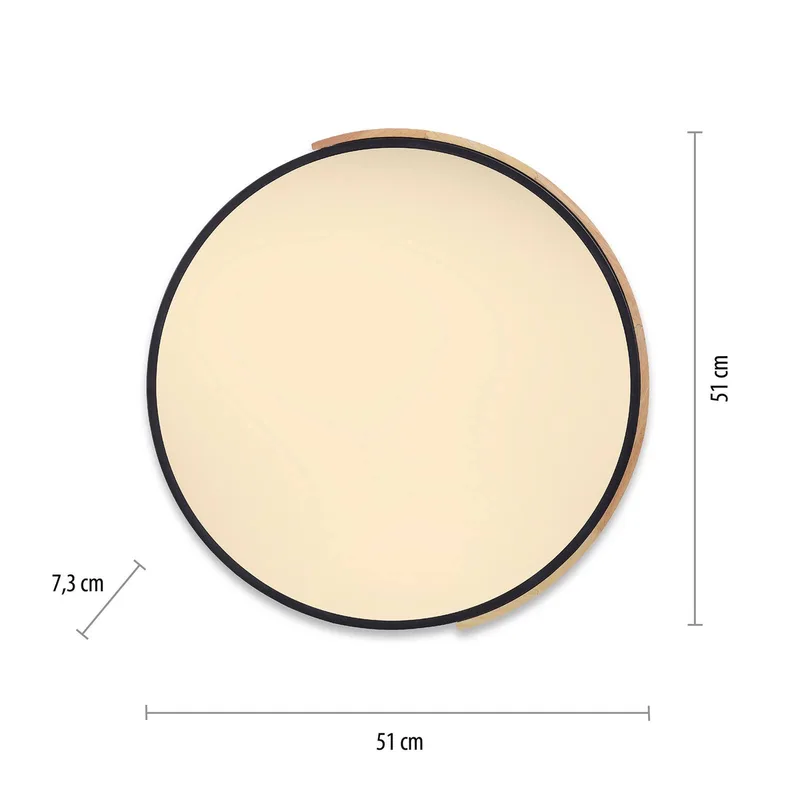 Paul Neuhaus Q-BILA LED plafondlamp, zwart/eiken by Q-Smart-Home in Black, Eiken, White – product photo 3 of 5