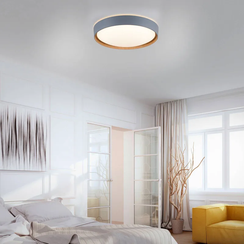 Paul Neuhaus Q-EMILIA LED plafondlamp, grijs/hout by Q-Smart-Home in Grey, Licht hout, White – product photo 2 of 5