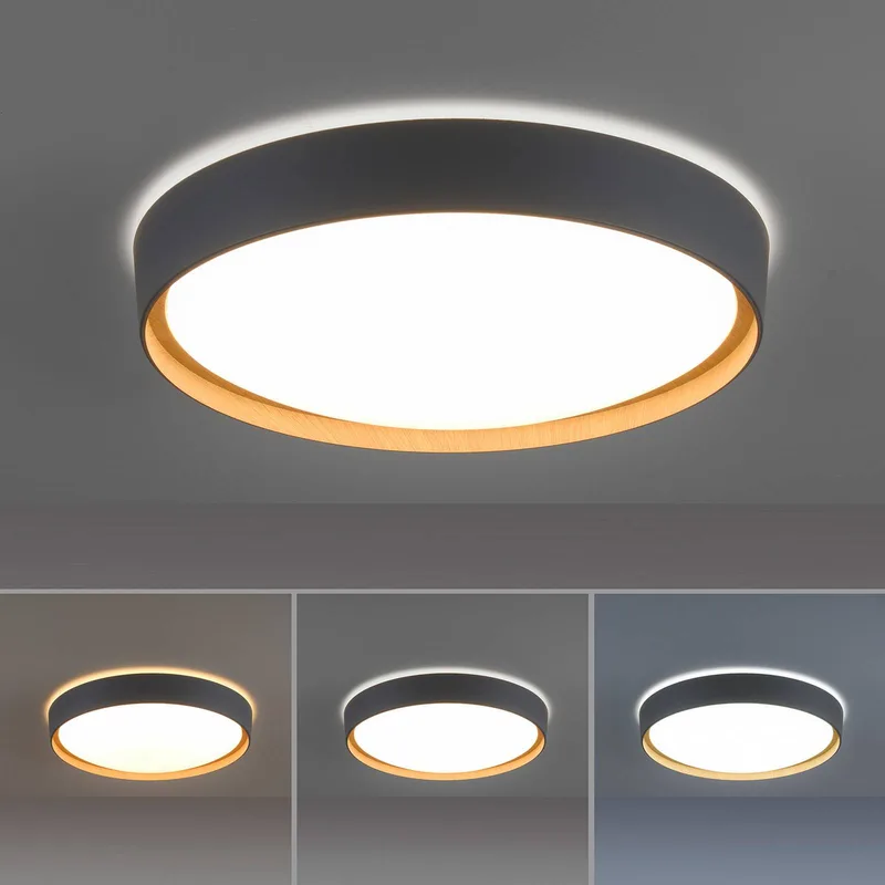Paul Neuhaus Q-EMILIA LED plafondlamp, grijs/hout by Q-Smart-Home in Grey, Licht hout, White – product photo 5 of 5