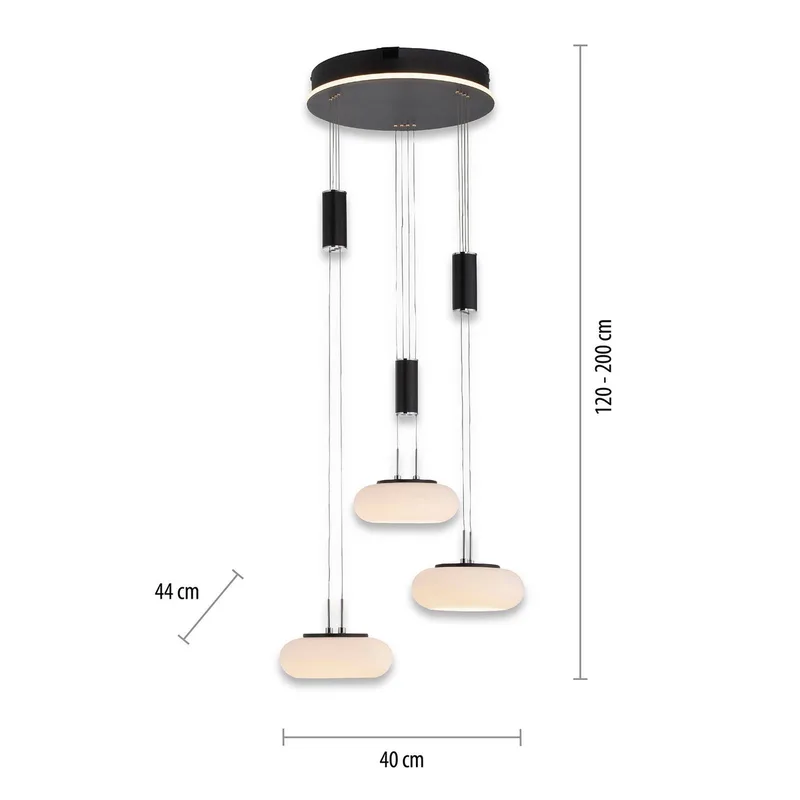Paul Neuhaus Q-ETIENNE hanglamp rondel, zwart by Q-Smart-Home in Black, White – product photo 3 of 5