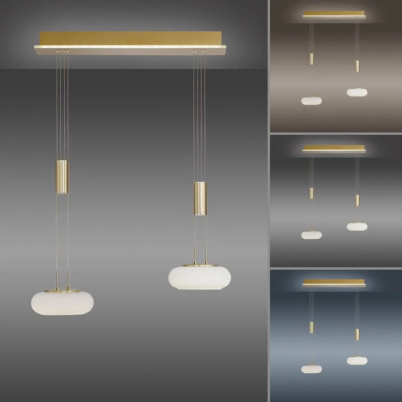 Paul Neuhaus Q-ETIENNE LED hanglamp 2-lamps by Q-Smart-Home in Mat messing, White – product photo 4 of 5