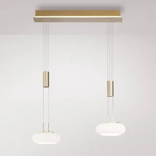 Paul Neuhaus Q-ETIENNE LED hanglamp 2-lamps by Q-Smart-Home in Mat messing, White – product photo 1 of 5