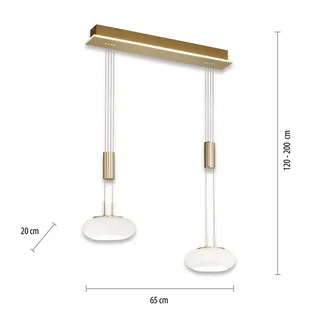 Paul Neuhaus Q-ETIENNE LED hanglamp 2-lamps by Q-Smart-Home in Mat messing, White – product photo 3 of 5