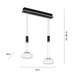 Paul Neuhaus Q-ETIENNE LED hanglamp 2-lamps, zwart by Q-Smart-Home in Black, White – product photo 3 of 5
