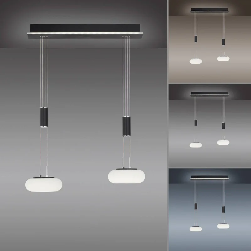 Paul Neuhaus Q-ETIENNE LED hanglamp 2-lamps, zwart by Q-Smart-Home in Black, White – product photo 5 of 5