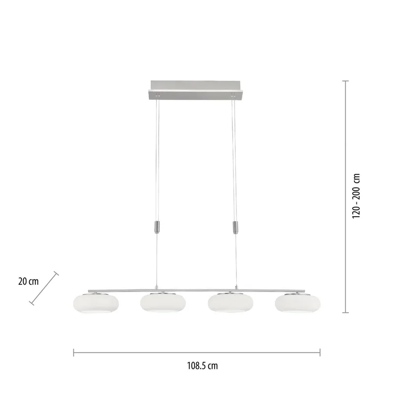 Paul Neuhaus Q-ETIENNE LED hanglamp, 4-lamps by Q-Smart-Home in Silver, White – product photo 3 of 5