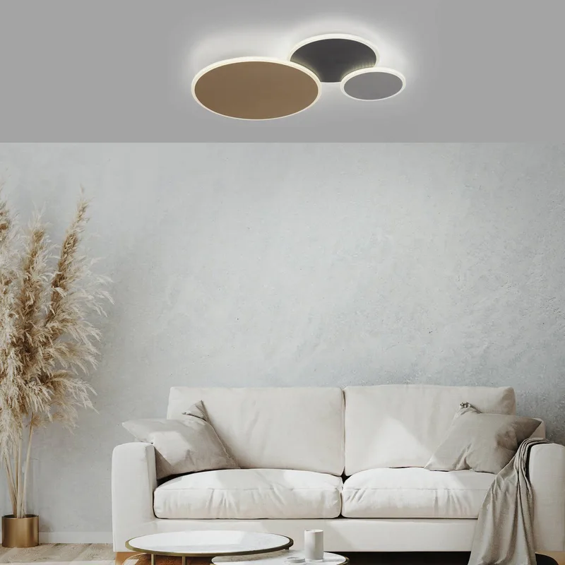 Paul Neuhaus Q-Piato LED plafondlamp 3-lamps by Q-Smart-Home in Brass, Anthracite, Grey – product photo 3 of 5