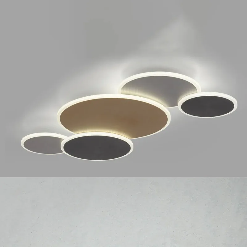 Paul Neuhaus Q-Piato LED plafondlamp 5-lamps by Q-Smart-Home in Brass, Anthracite, Grey – product photo 1 of 5