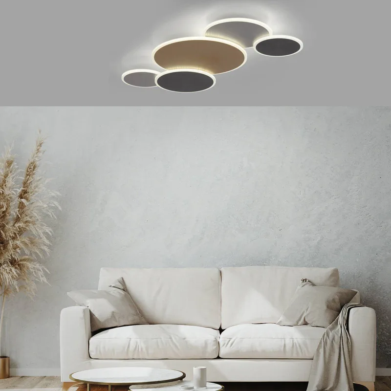 Paul Neuhaus Q-Piato LED plafondlamp 5-lamps by Q-Smart-Home in Brass, Anthracite, Grey – product photo 2 of 5