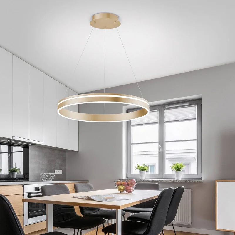 Paul Neuhaus Q-VITO LED hanglamp, 1 ring by Q-Smart-Home in Mat messing, White – product photo 2 of 5