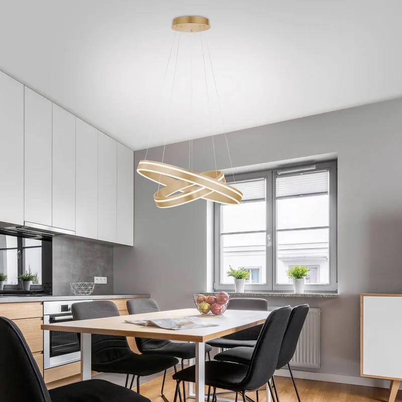 Paul Neuhaus Q-VITO LED-pendellampe, 2 ringe fra Q-Smart-Home i Mat messing, Hvid – produktbillede 2 af 5