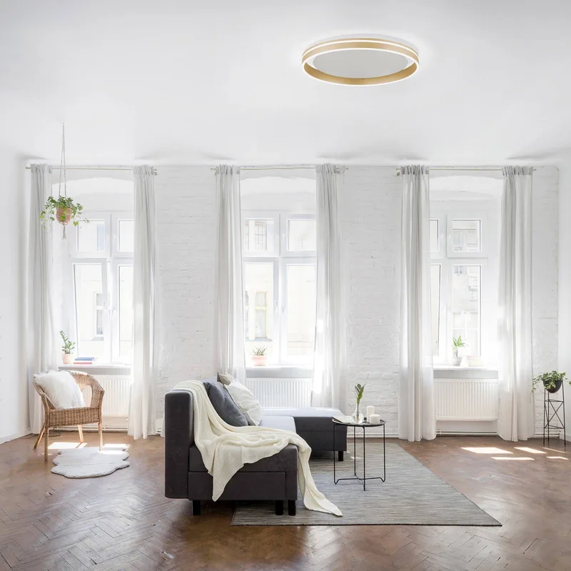 Paul Neuhaus Q-VITO LED-loftslampe, Ø 60 cm fra Q-Smart-Home i Mat messing, Hvid – produktbillede 3 af 5
