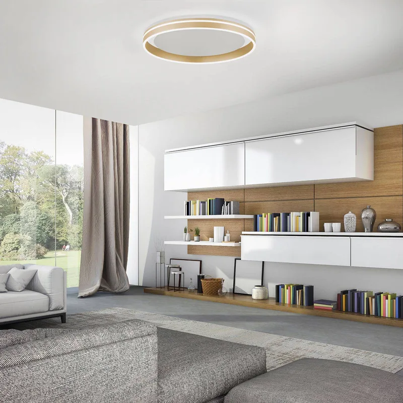 Paul Neuhaus Q-VITO LED-loftslampe, Ø 60 cm fra Q-Smart-Home i Mat messing, Hvid – produktbillede 2 af 5