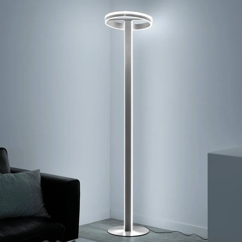 Paul Neuhaus Q-Vito LED vloerlamp, recht met ring by Q-Smart-Home in Gesatineerd aluminium – product photo 1 of 5