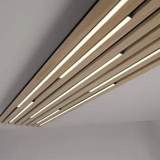Paul Neuhaus SMART+ plafondlamp Q-Acoustic hout 115 x 31cm by Q-Smart-Home in Licht hout, Black – product photo 4 of 5