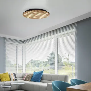 Paul Neuhaus SMART+ plafondlamp Q-Acoustic, hout Ø 60 cm by Q-Smart-Home in Licht hout, Black – product photo 2 of 5