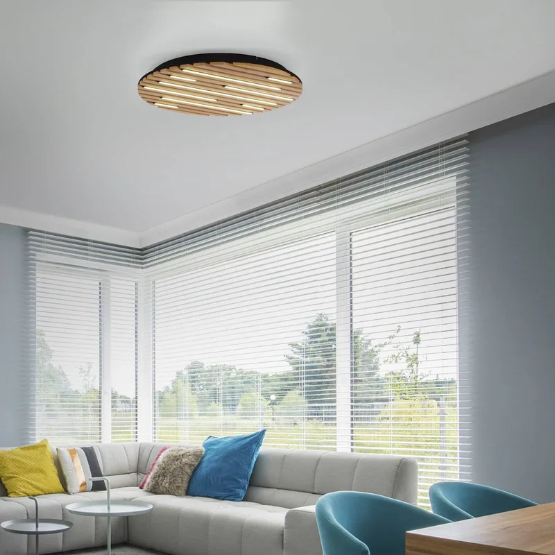Paul Neuhaus SMART+ plafondlamp Q-Acoustic, hout Ø 60 cm by Q-Smart-Home in Licht hout, Black – product photo 2 of 5
